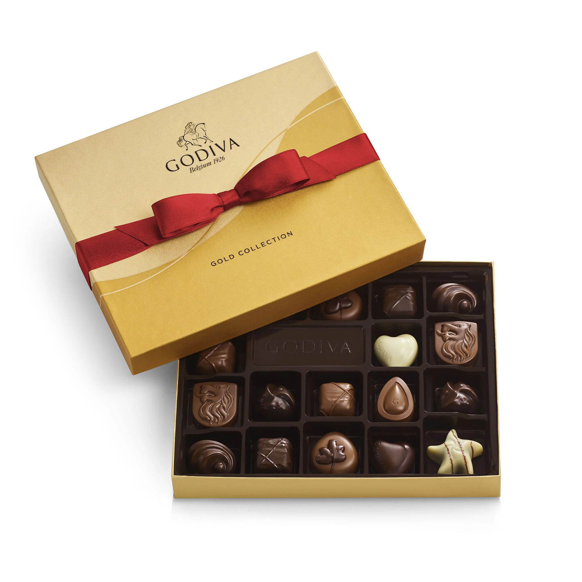 Assorted Chocolate Gold Gift Box, Red Ribbon, 18 pc. - Image 3